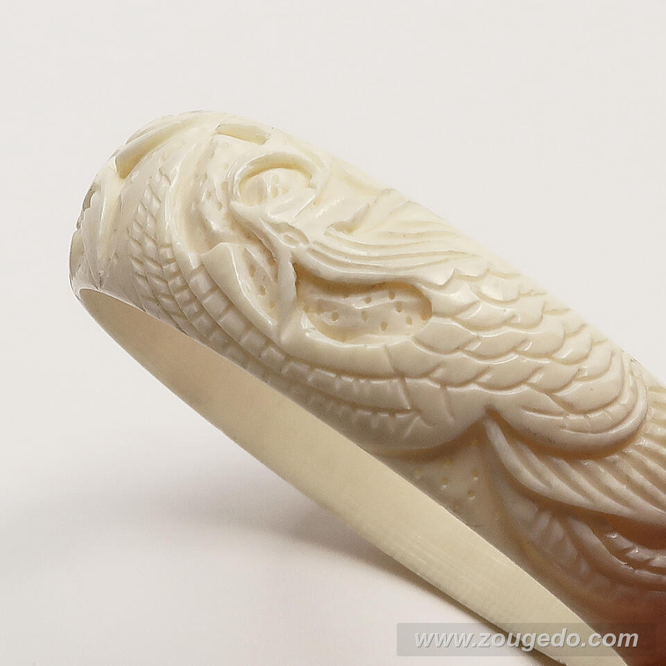 【本象牙】ブレスレット・鳳凰とバラ