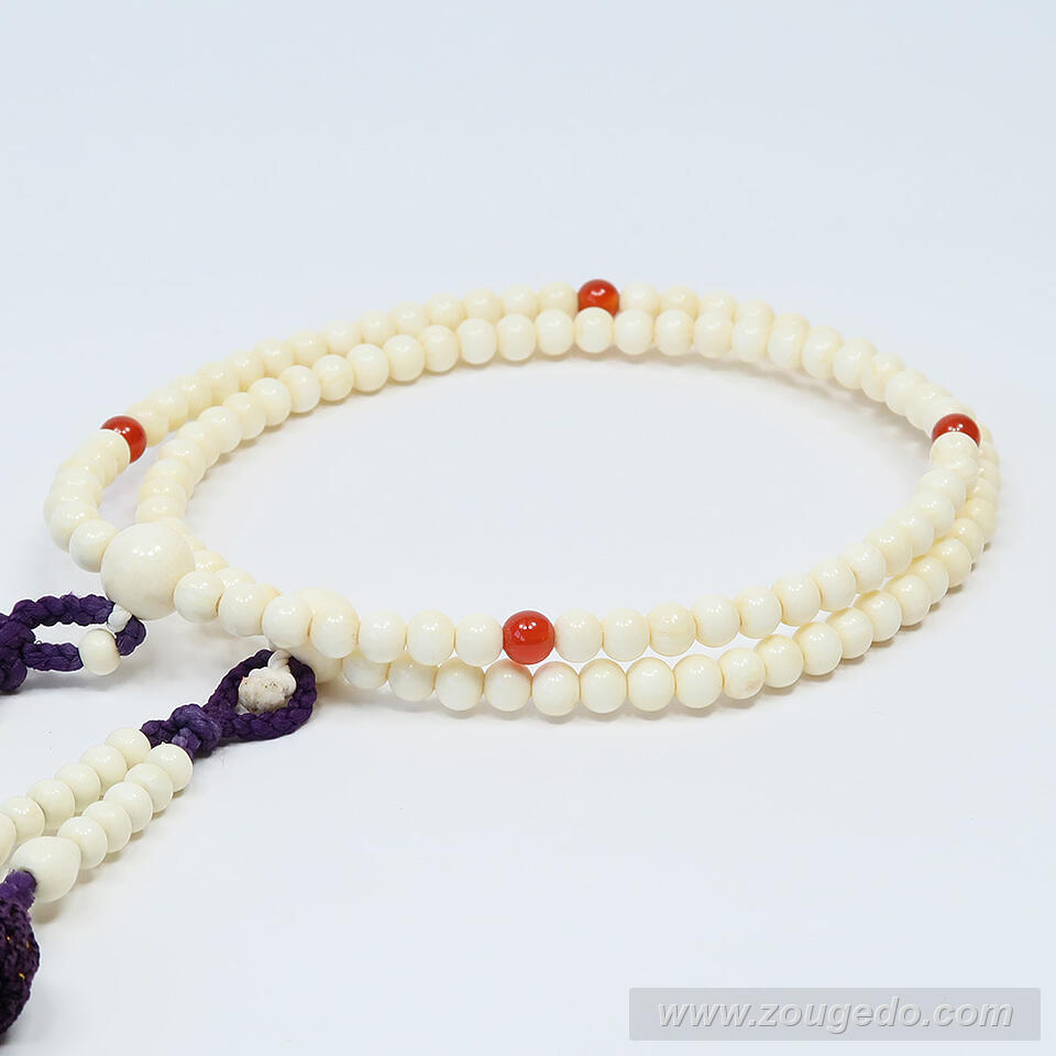 【本象牙】振分念珠（メノウ入り）・女物・頭付き房