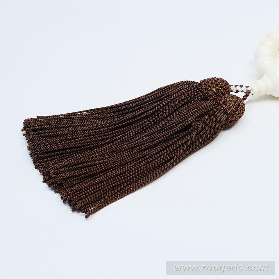 【本象牙】略式片手・27玉・男物・正絹頭付き房