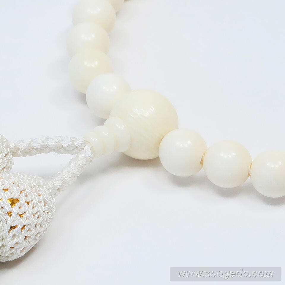 【本象牙】略式片手・32玉・丸玉・女物・正絹頭付き房