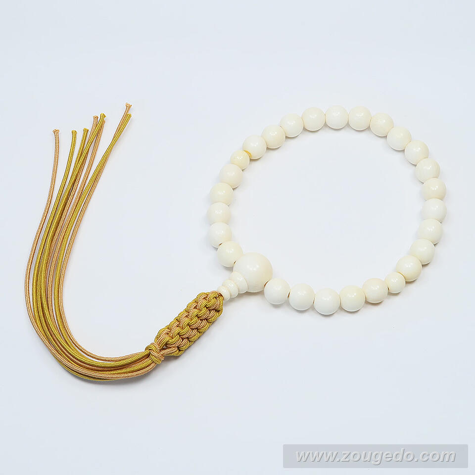 【本象牙】略式片手・25玉・丸玉・男物・正絹八本組紐房