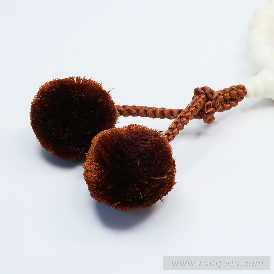 【本象牙】略式片手・27玉・丸玉・男物・正絹梵天房