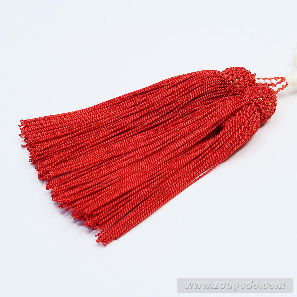 【本象牙】略式片手（メノウ入り）・43玉・女物・正絹頭付き房