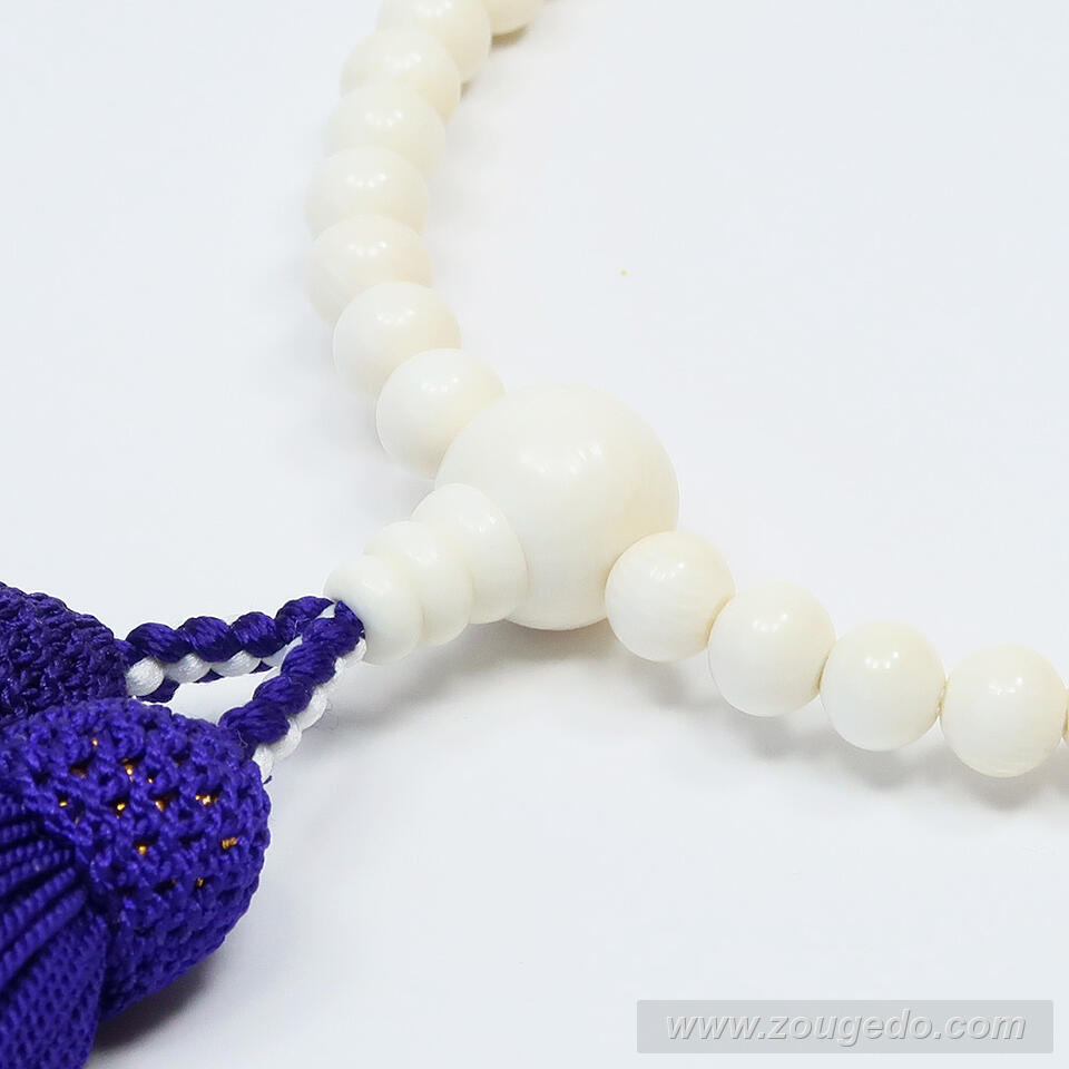 【本象牙】略式片手・43玉・女物・正絹頭付き房