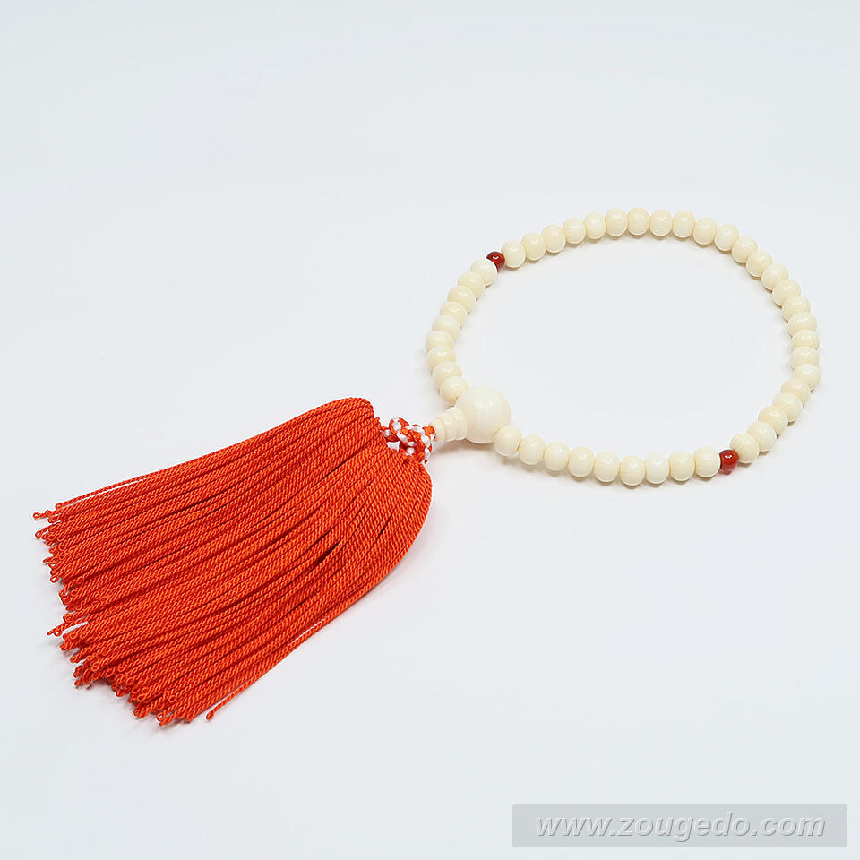 【本象牙】略式片手（メノウ入り）・43玉・女物・新松房