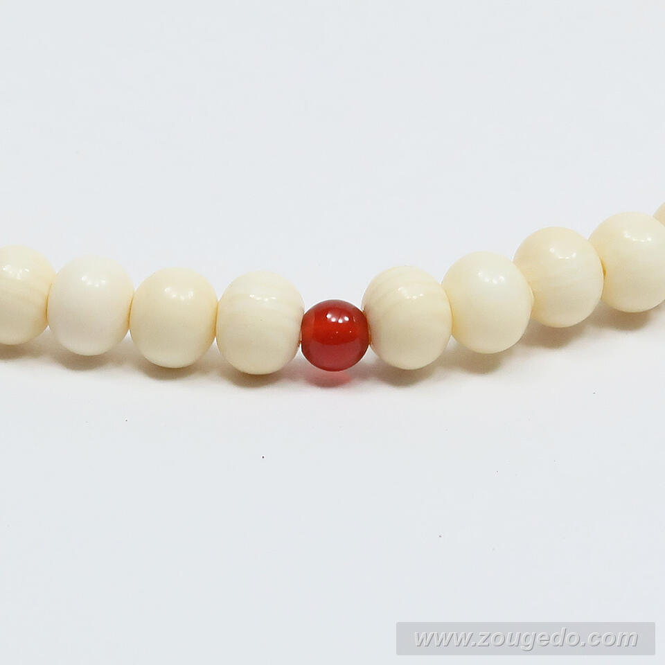 【本象牙】略式片手（メノウ入り）・43玉・女物・新松房