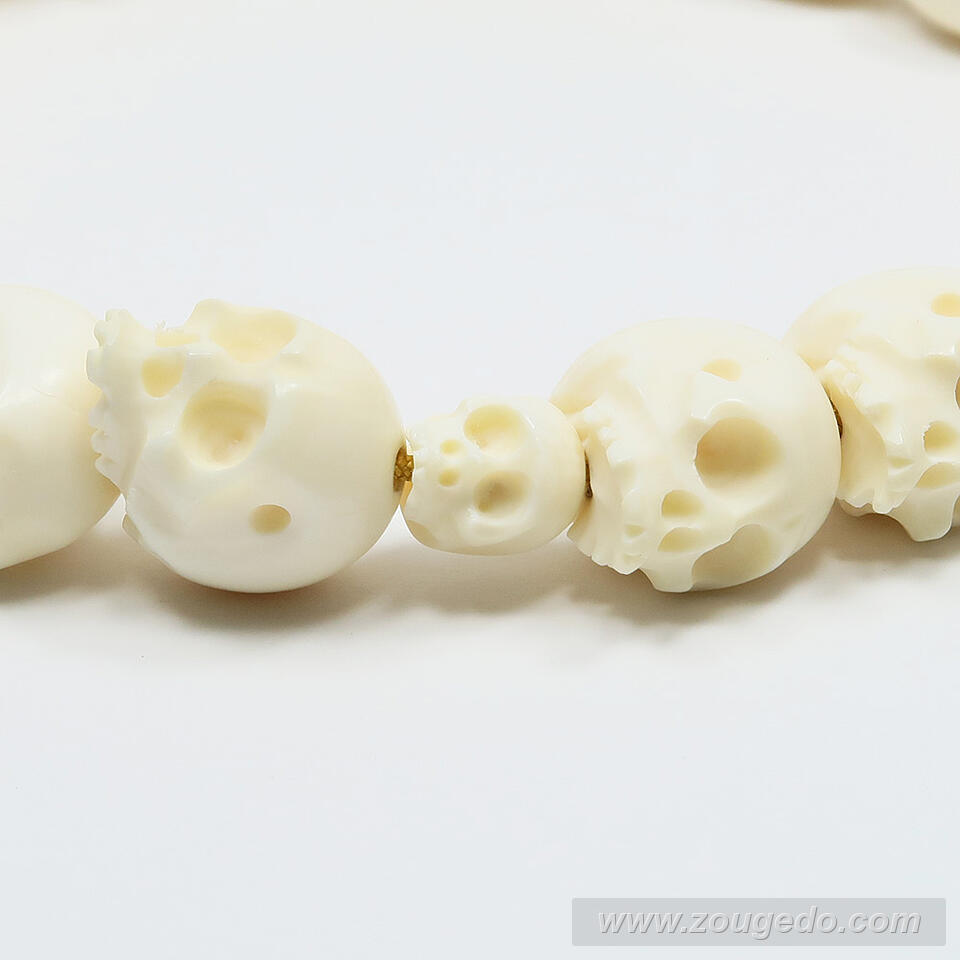 【本象牙】どくろ彫刻・18玉・男物・六本組紐房１