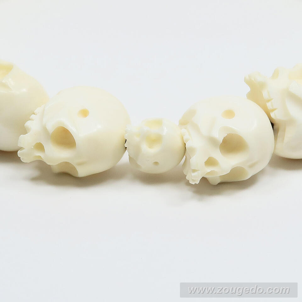 【本象牙】どくろ彫刻・18玉・男物・六本組紐房２