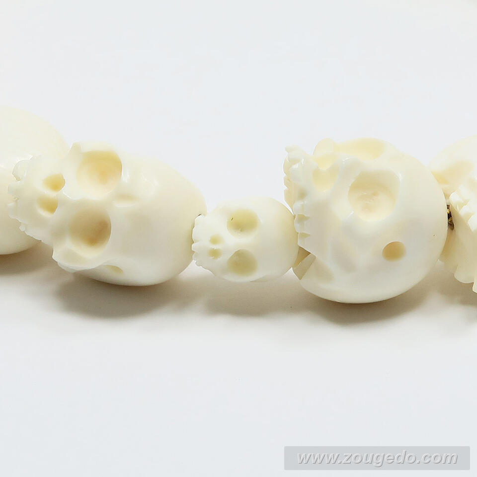 【本象牙】どくろ彫刻・18玉・男物・六本組紐房３